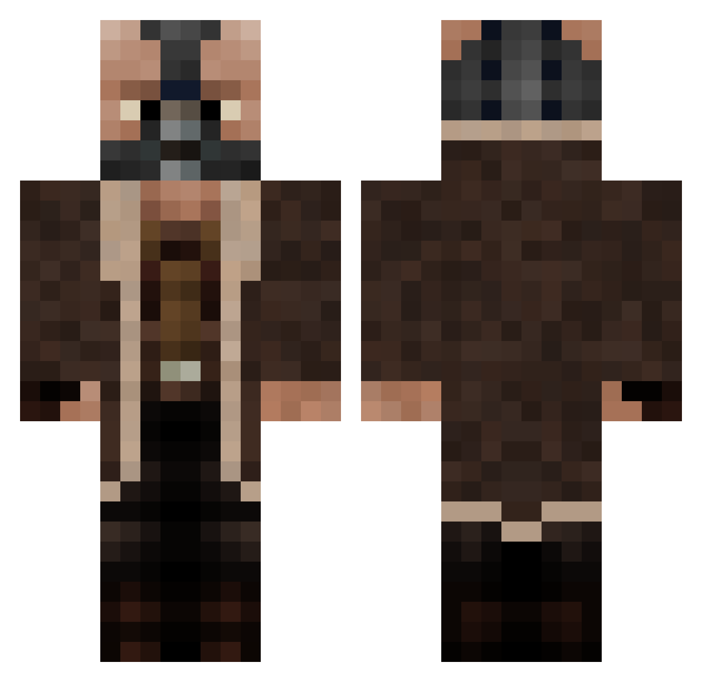 cyan1de Minecraft skin, front and back view