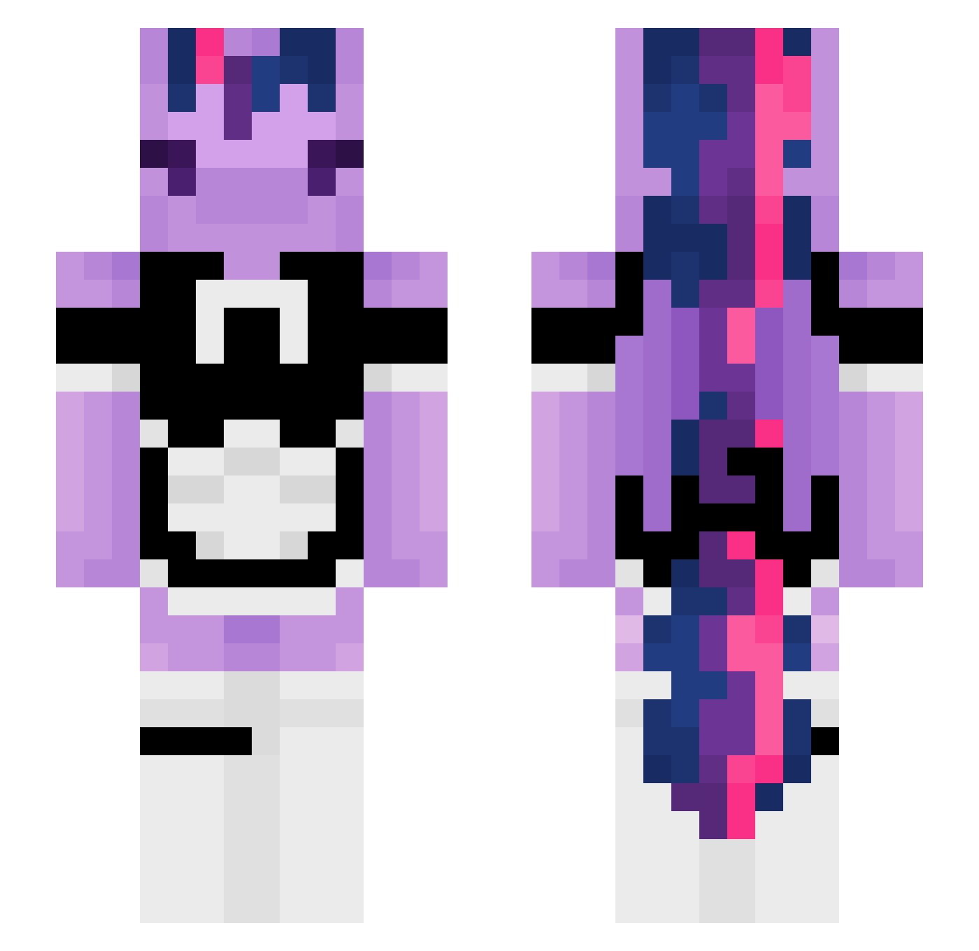 RocketOllies Minecraft skin, front and back view