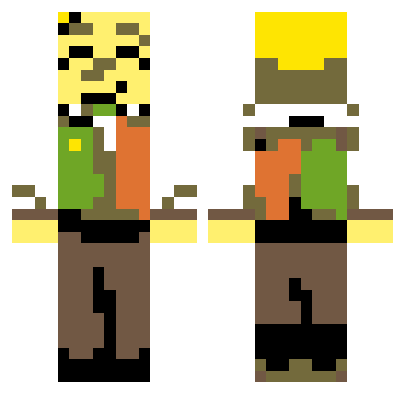TVFLabs Minecraft skin, front and back view