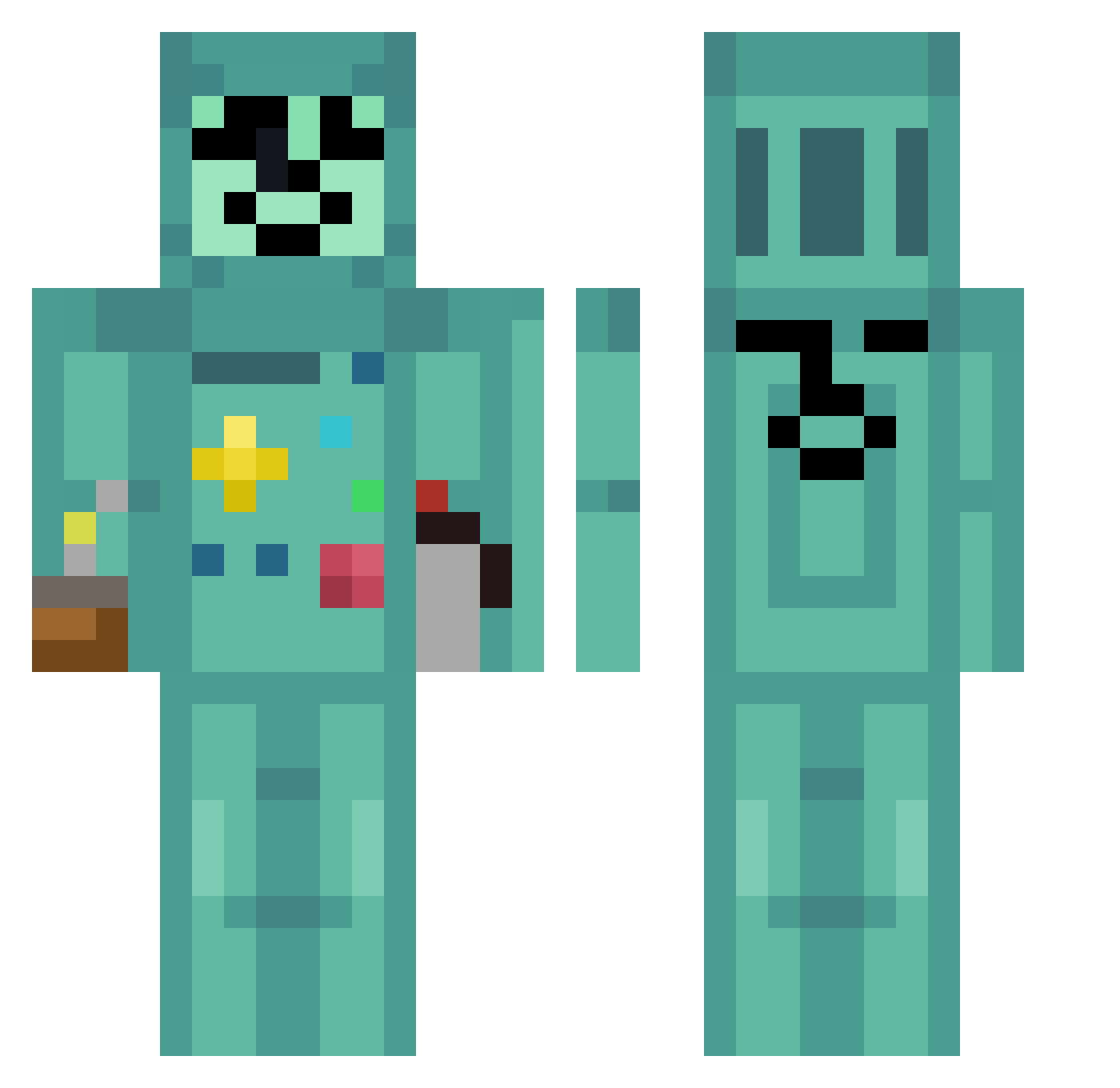 DamianYara Minecraft skin, front and back view