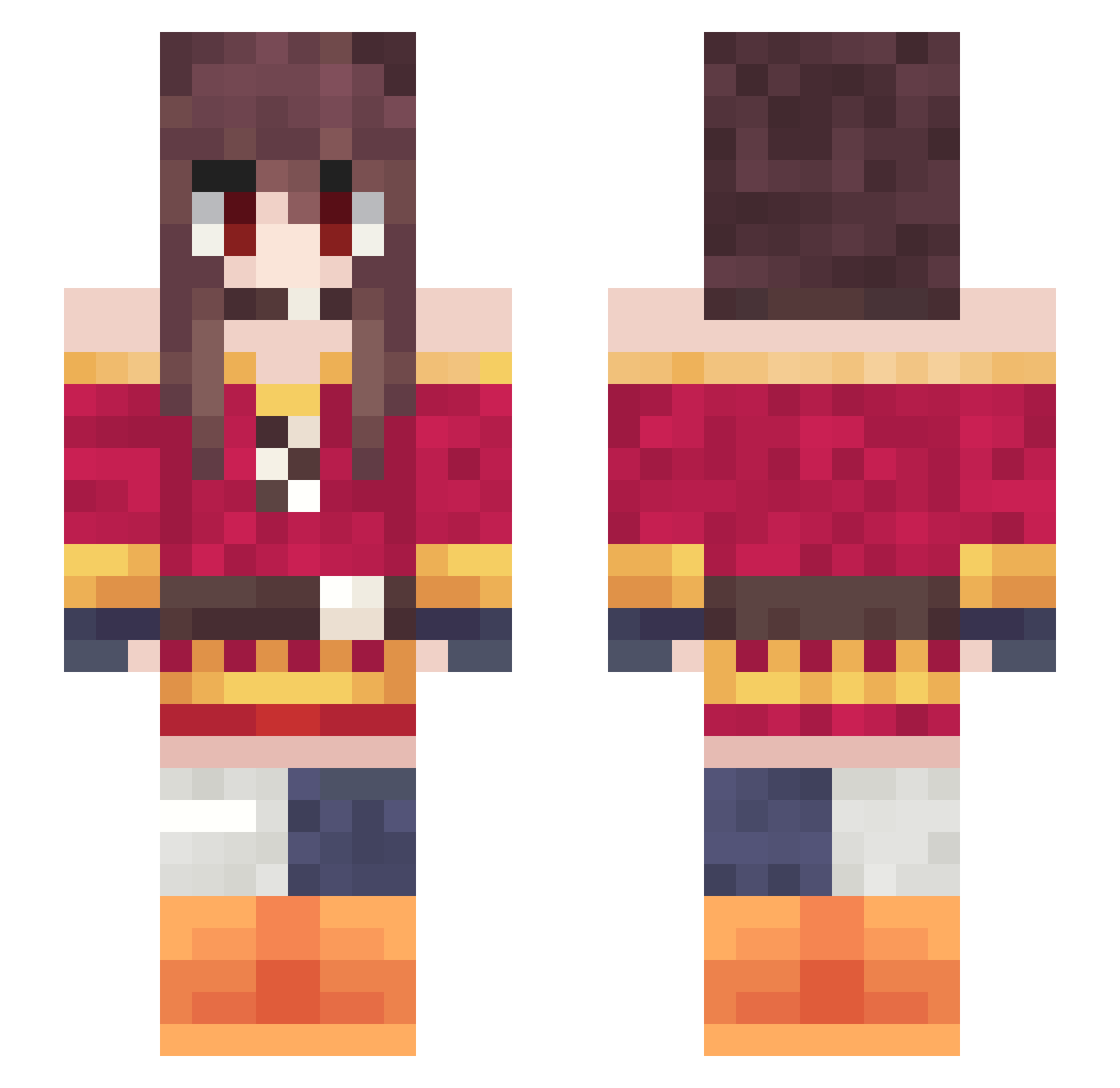 Dragonowy Minecraft skin, front and back view