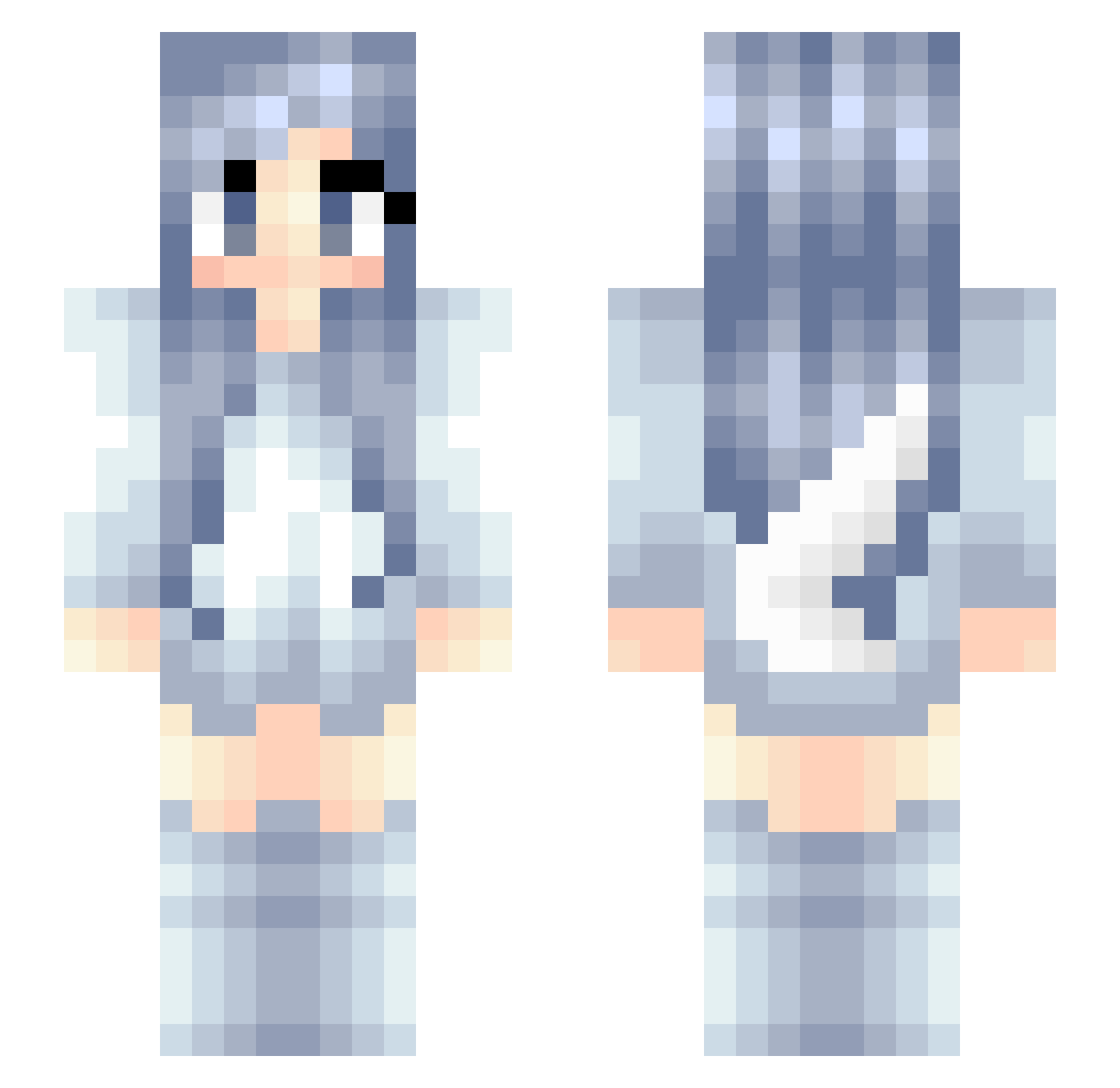 YTEvelin_HD Minecraft skin, front and back view