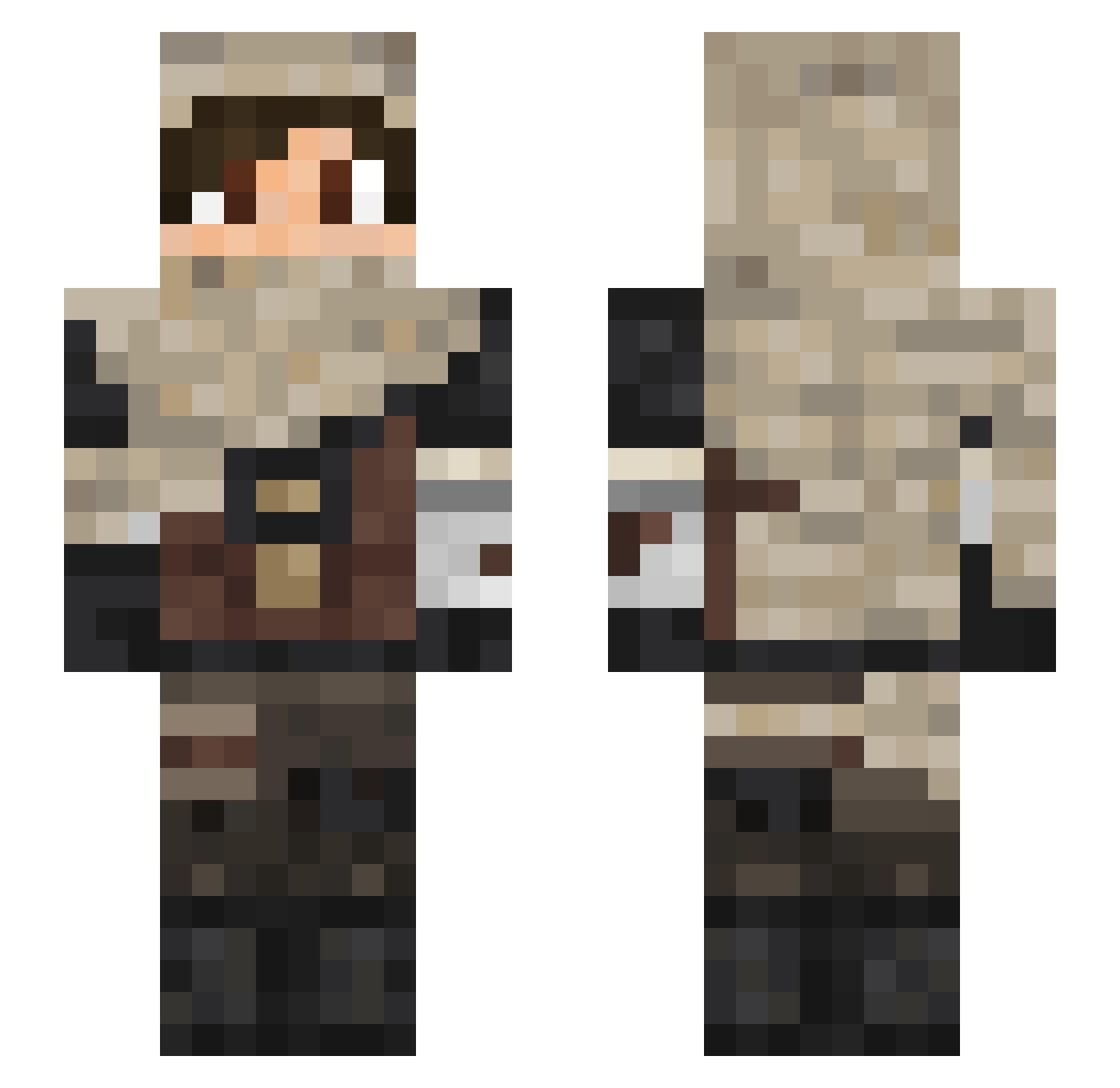 Tacloft Minecraft skin, front and back view