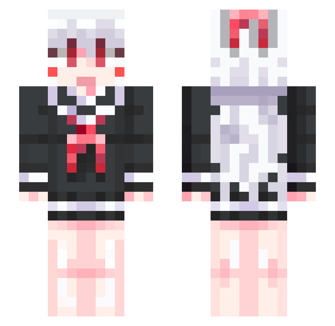 ZyraMC Minecraft skin, front and back view