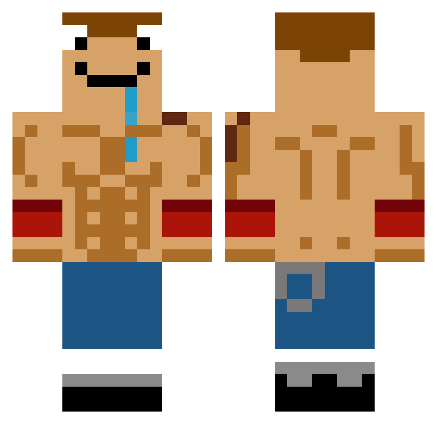 MightyPooh Minecraft skin, front and back view