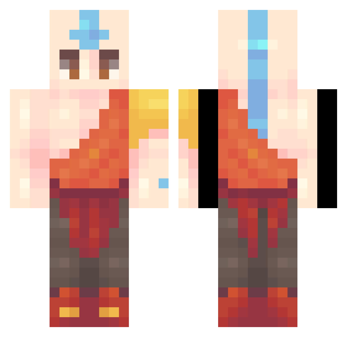 QueenChloroform Minecraft skin, front and back view