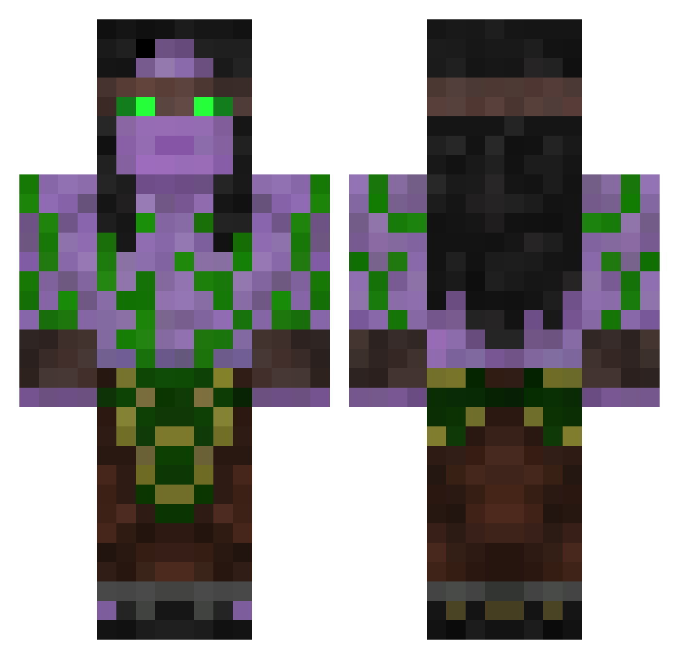 Zlaskar Minecraft skin, front and back view