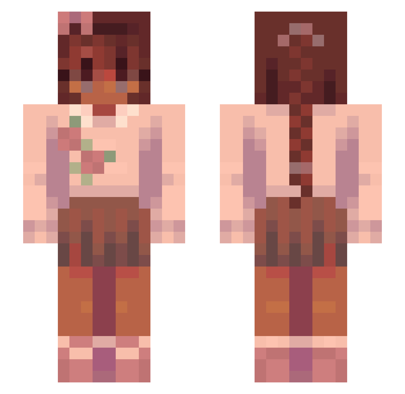 Oilynose Minecraft skin, front and back view