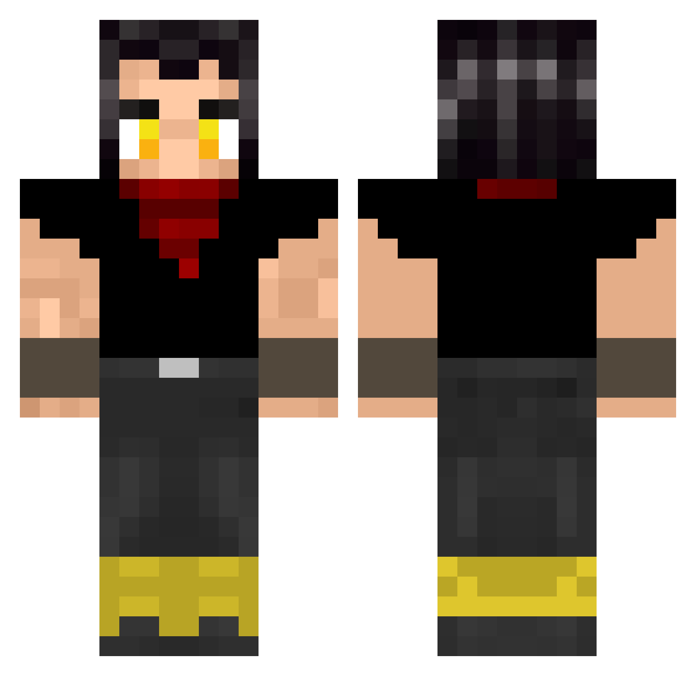 MidassW Minecraft skin, front and back view