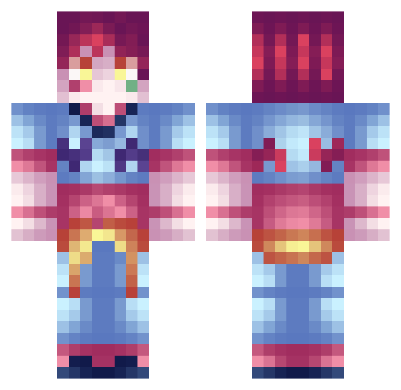 Zunom Minecraft skin, front and back view
