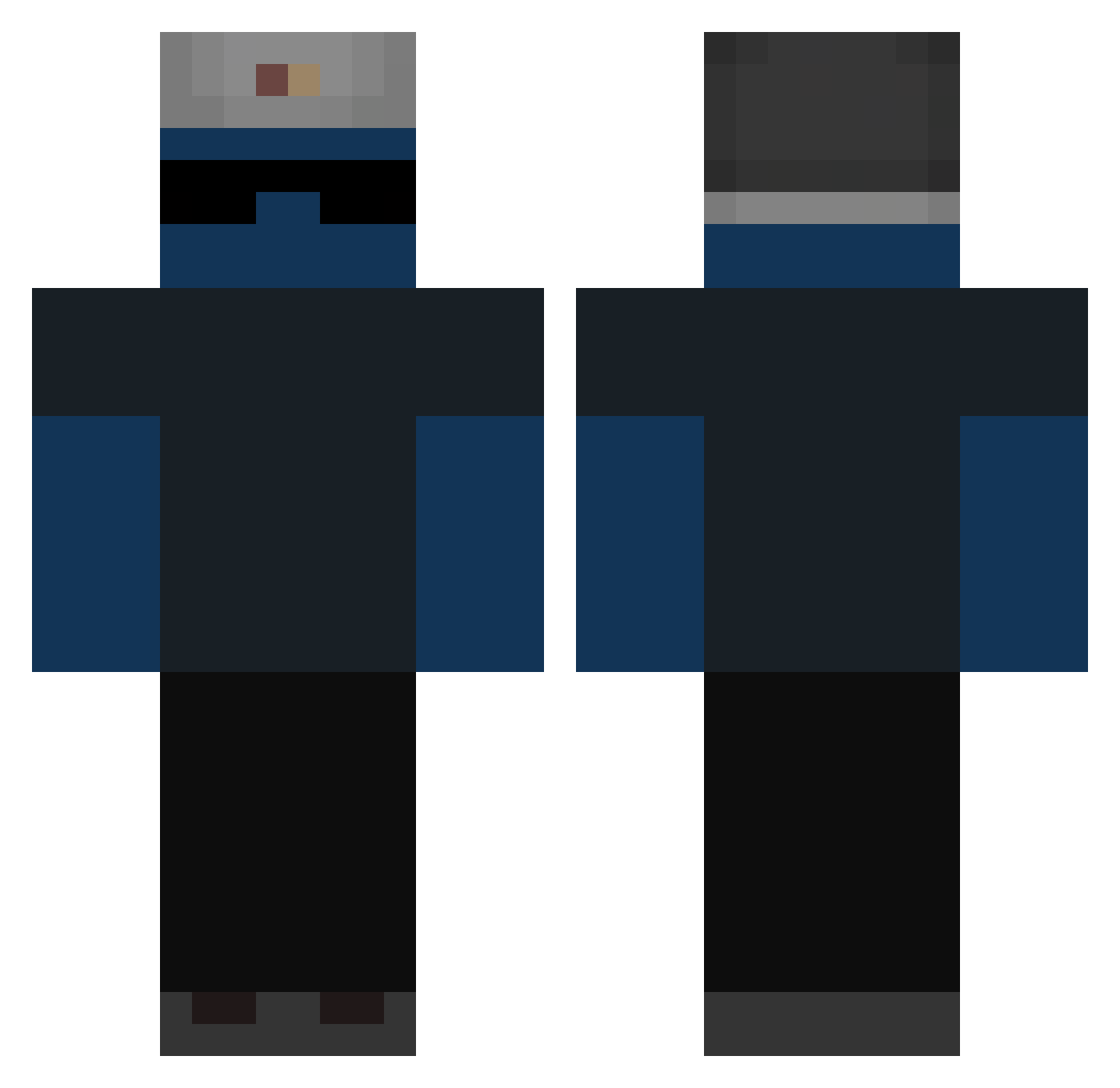 1x1O Minecraft skin, front and back view