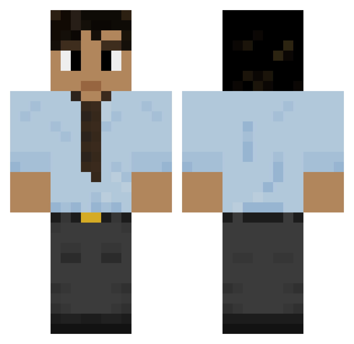 MicOff Minecraft skin, front and back view