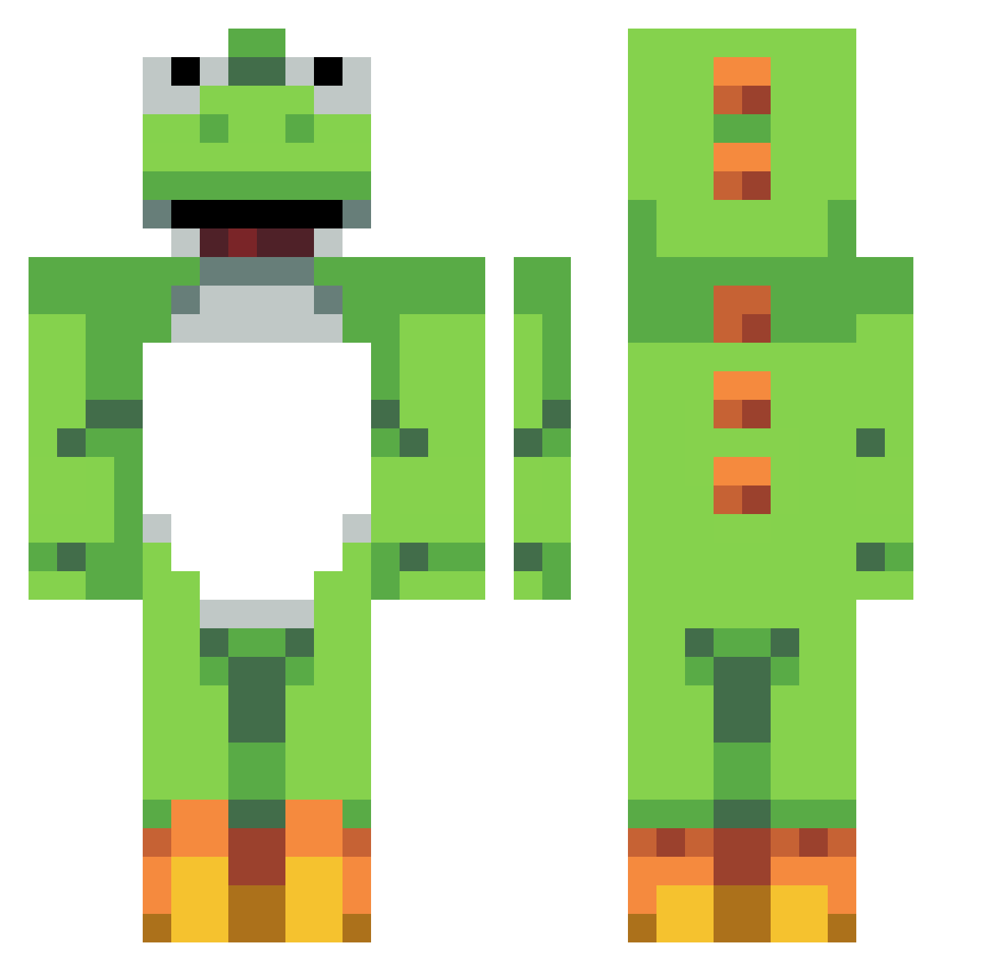 Der_Affe_Tommy Minecraft skin, front and back view