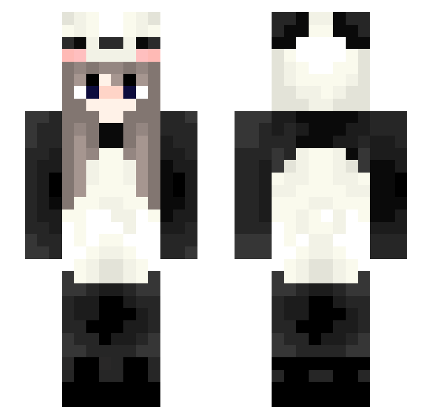 SilentAvocado Minecraft skin, front and back view
