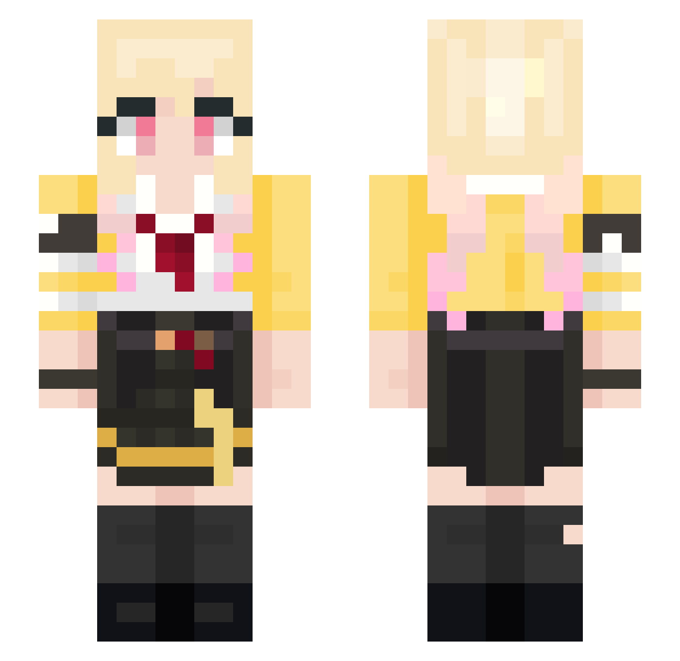 Wolvyz Minecraft skin, front and back view