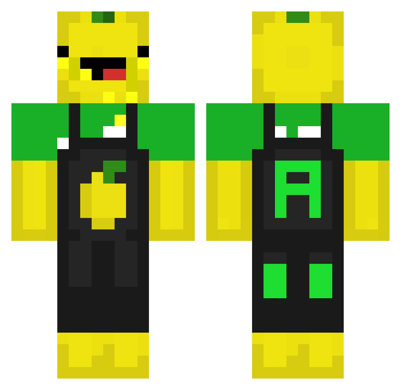 AZED0 Minecraft skin, front and back view