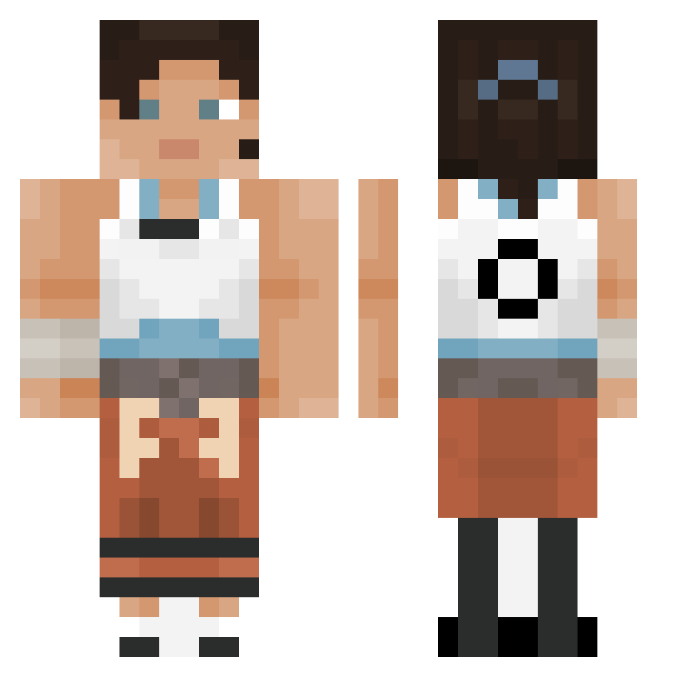rustyublahs Minecraft skin, front and back view