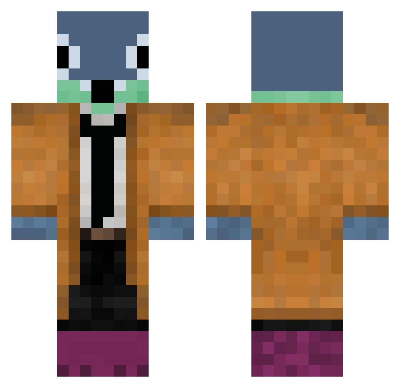 Ela_Desce Minecraft skin, front and back view