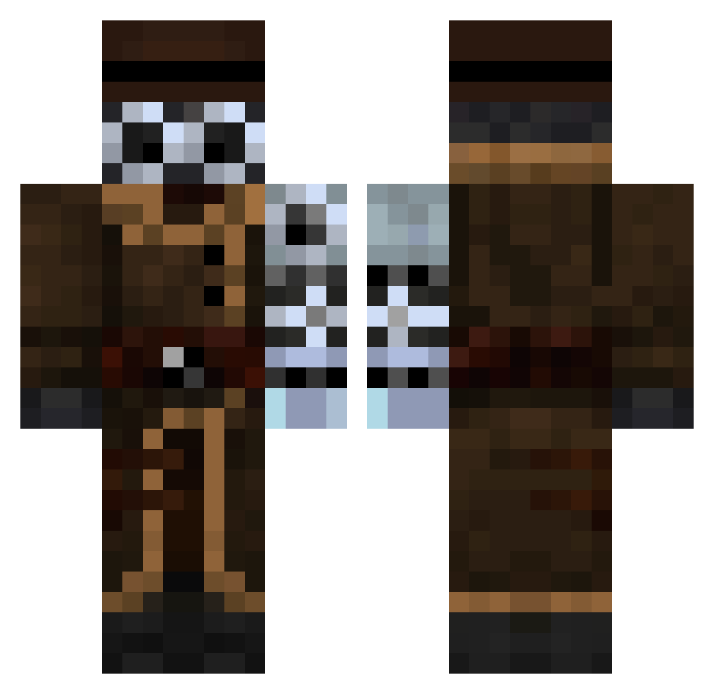 Quoroks Minecraft skin, front and back view