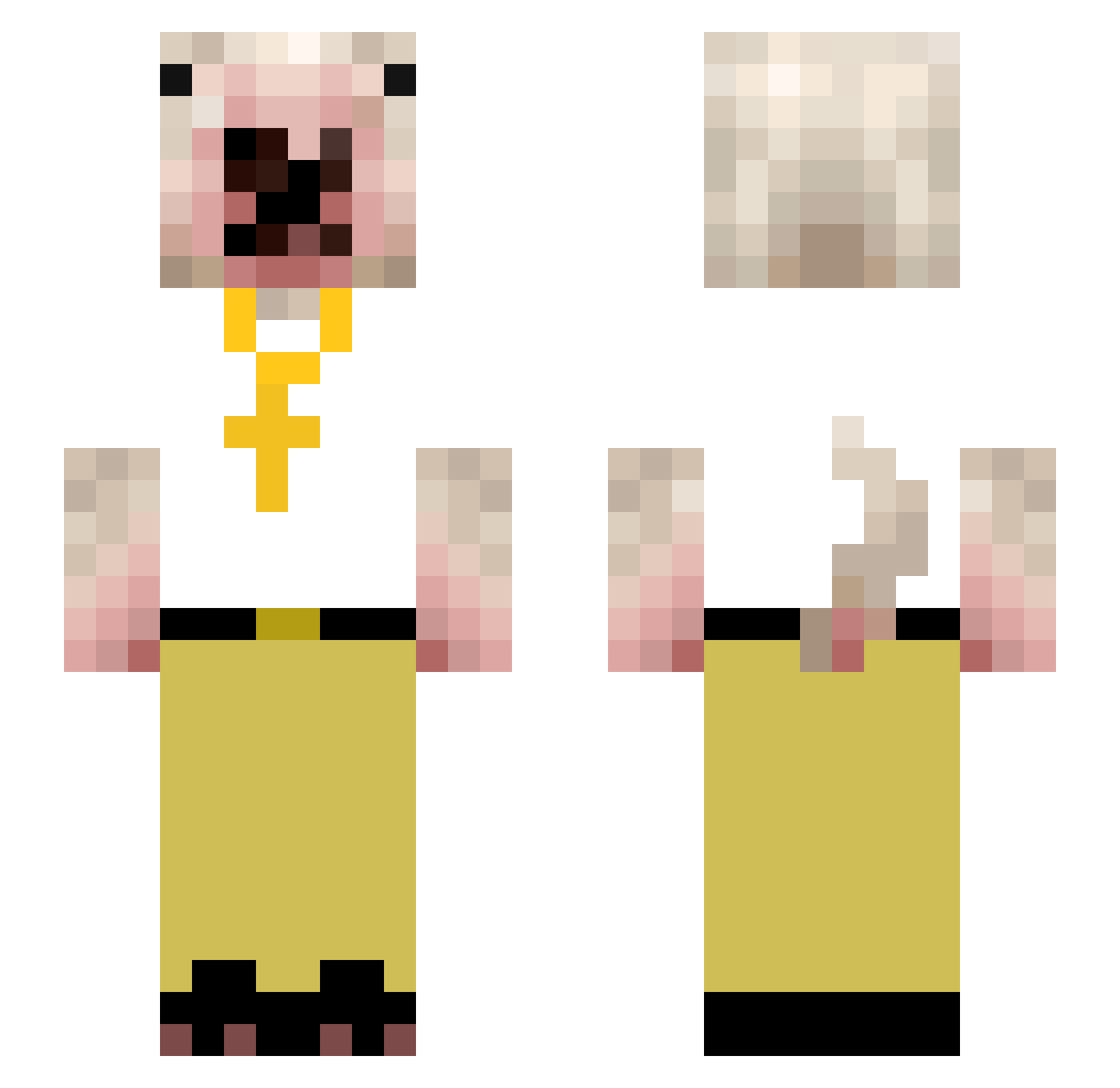 Obesida Minecraft skin, front and back view