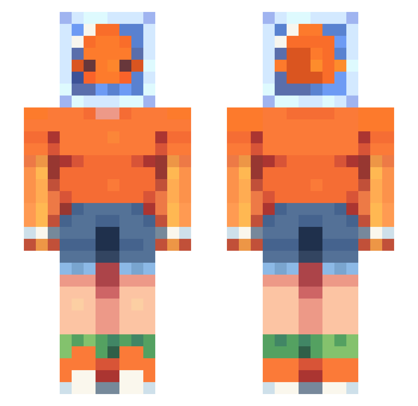 MintChocolatChip Minecraft skin, front and back view