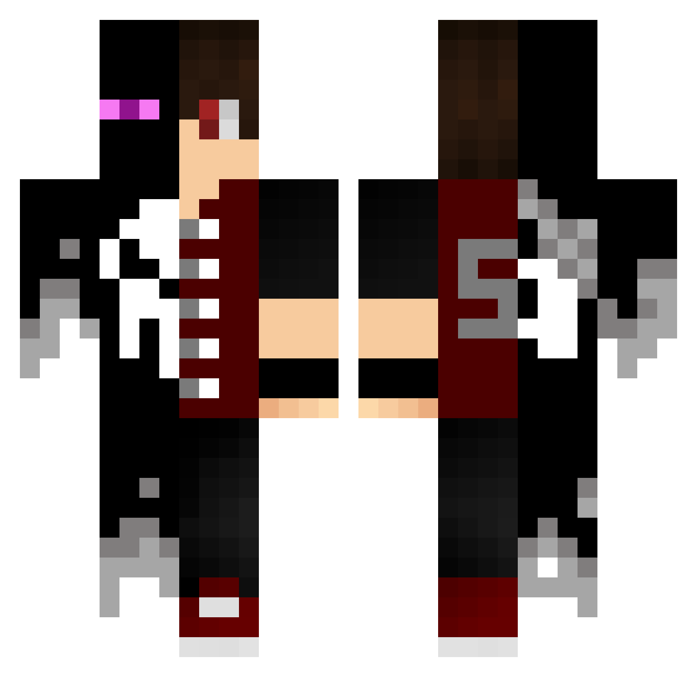 theBB Minecraft skin, front and back view