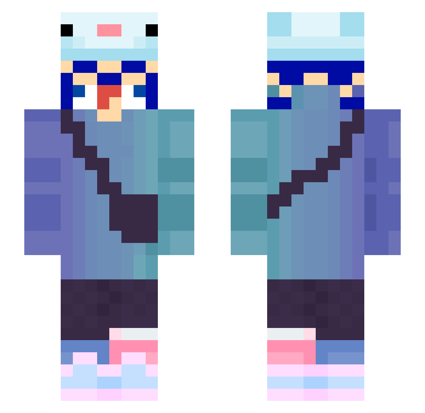 Aoiroo Minecraft skin, front and back view