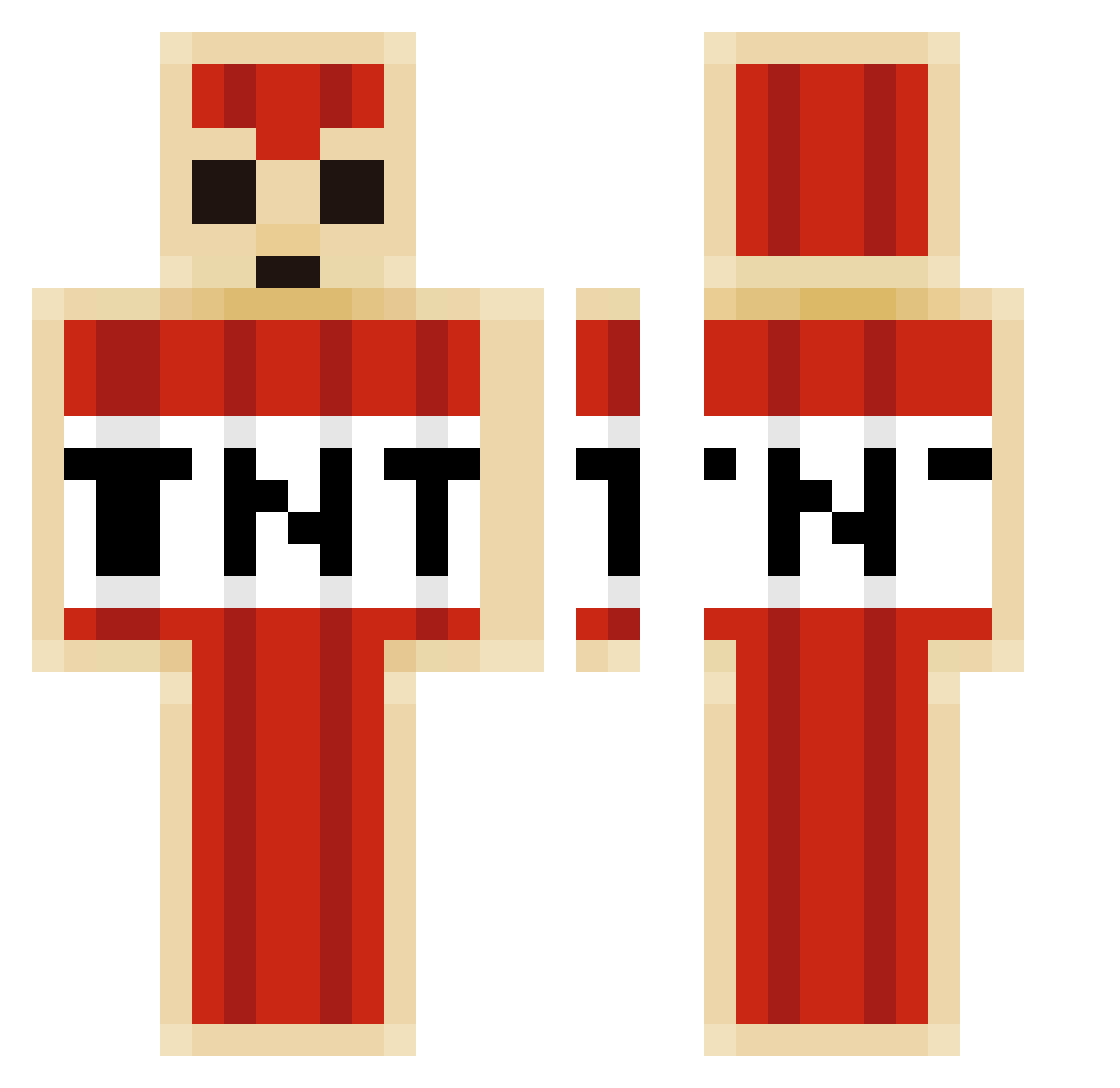 MegaRavioli Minecraft skin, front and back view