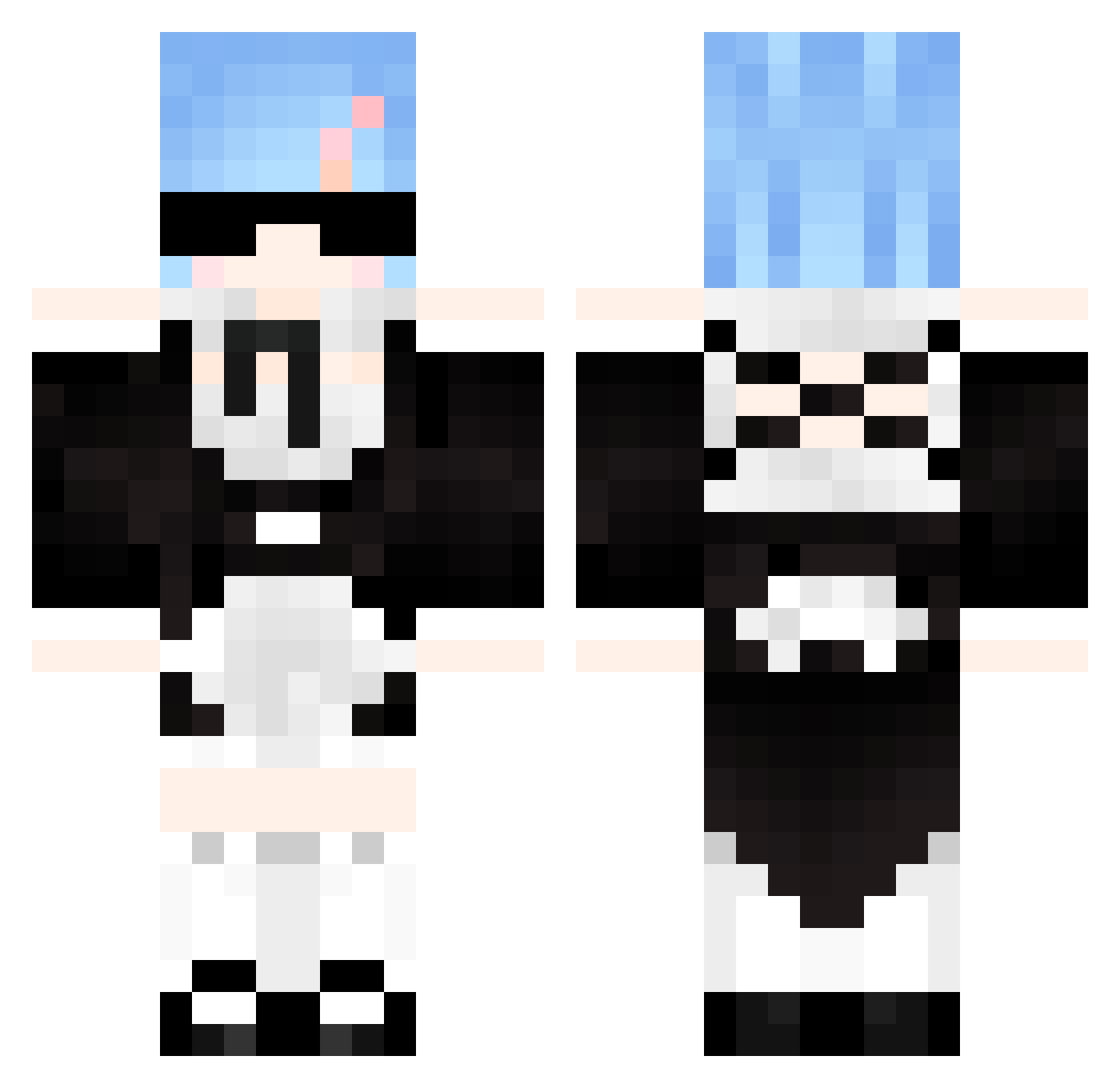 uwuiui Minecraft skin, front and back view
