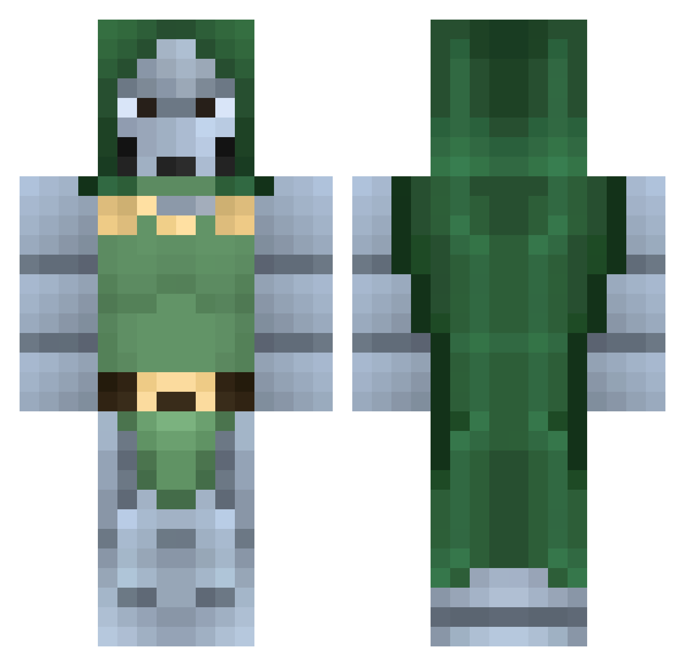 DogFall Minecraft skin, front and back view