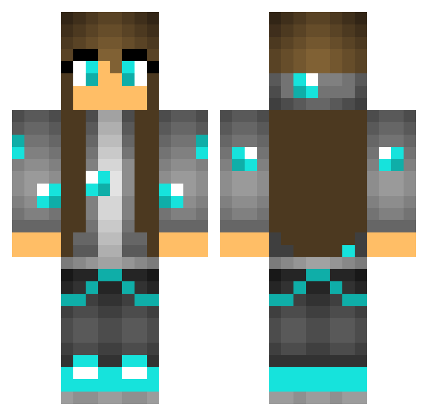 Glup8 Minecraft skin, front and back view