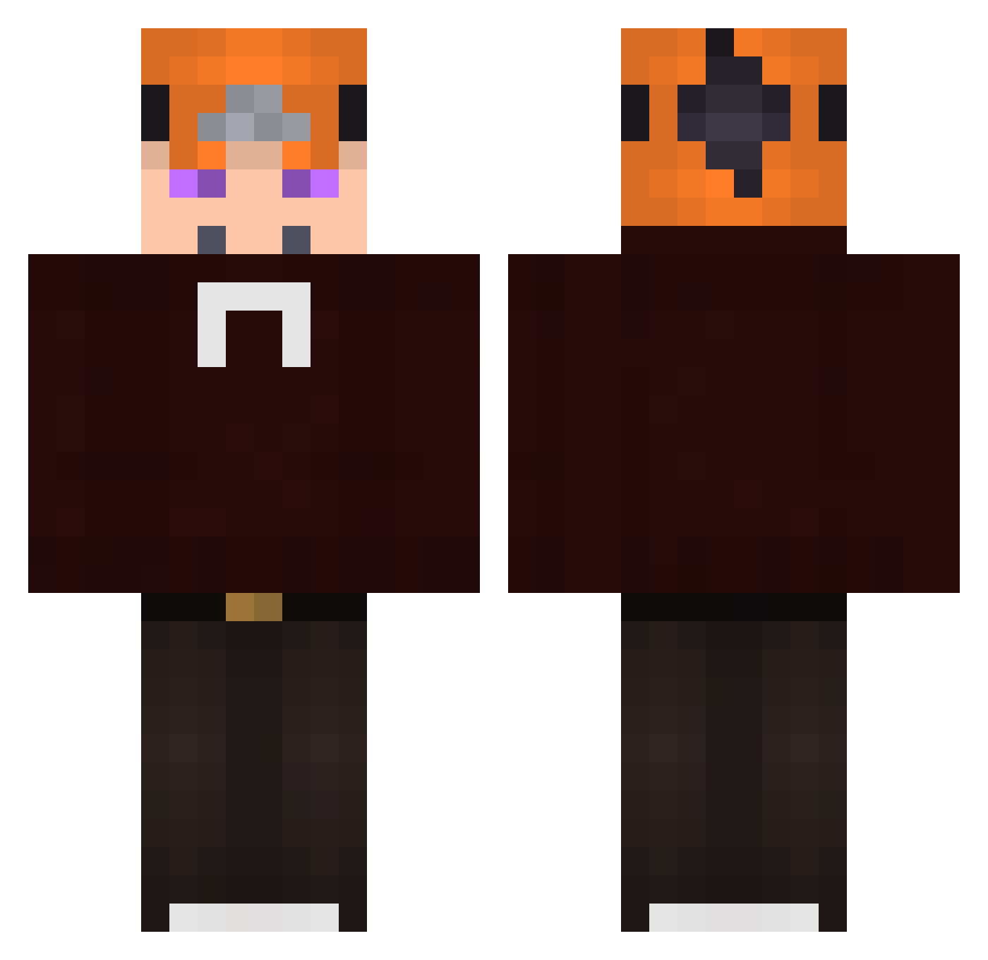 Yixio Minecraft skin, front and back view