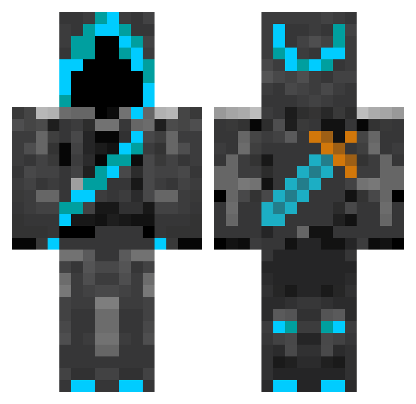 Idiotic Minecraft skin, front and back view