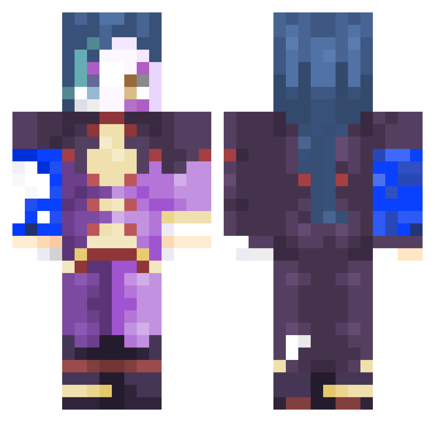 sequwwa Minecraft skin, front and back view