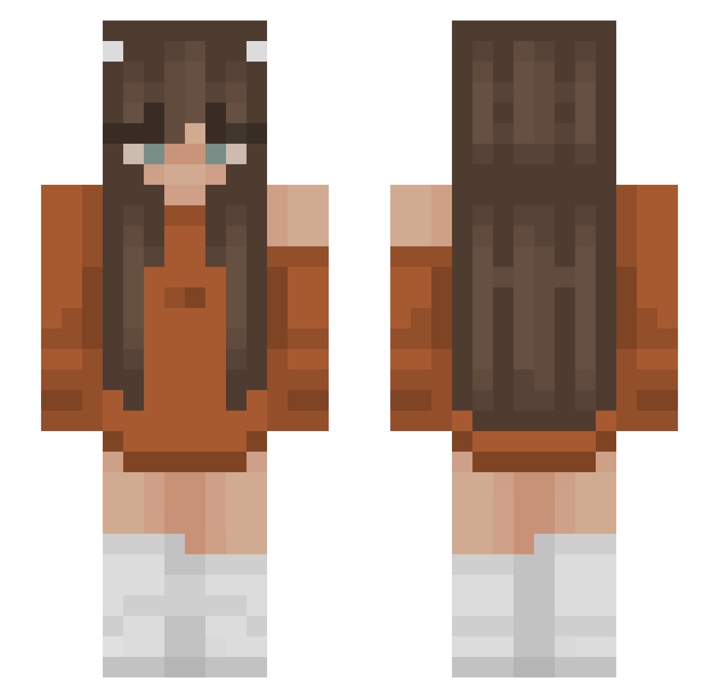 xoariane Minecraft skin, front and back view