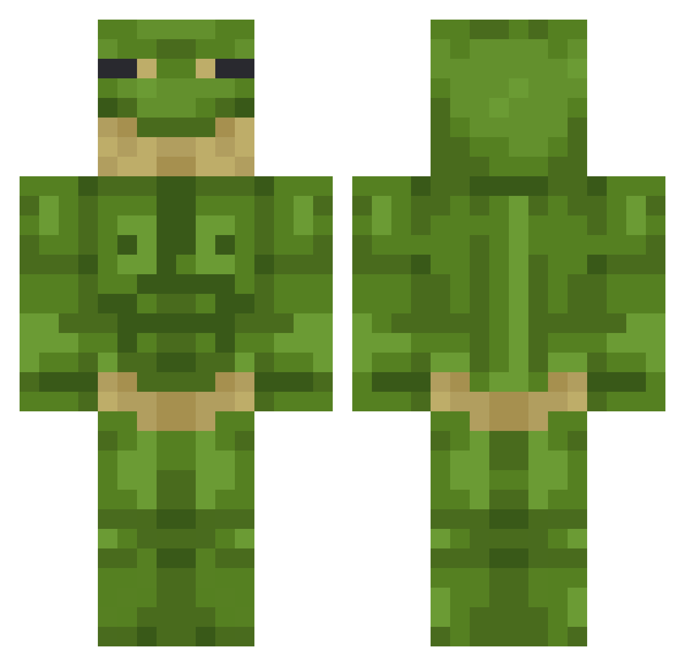 Seigaras Minecraft skin, front and back view