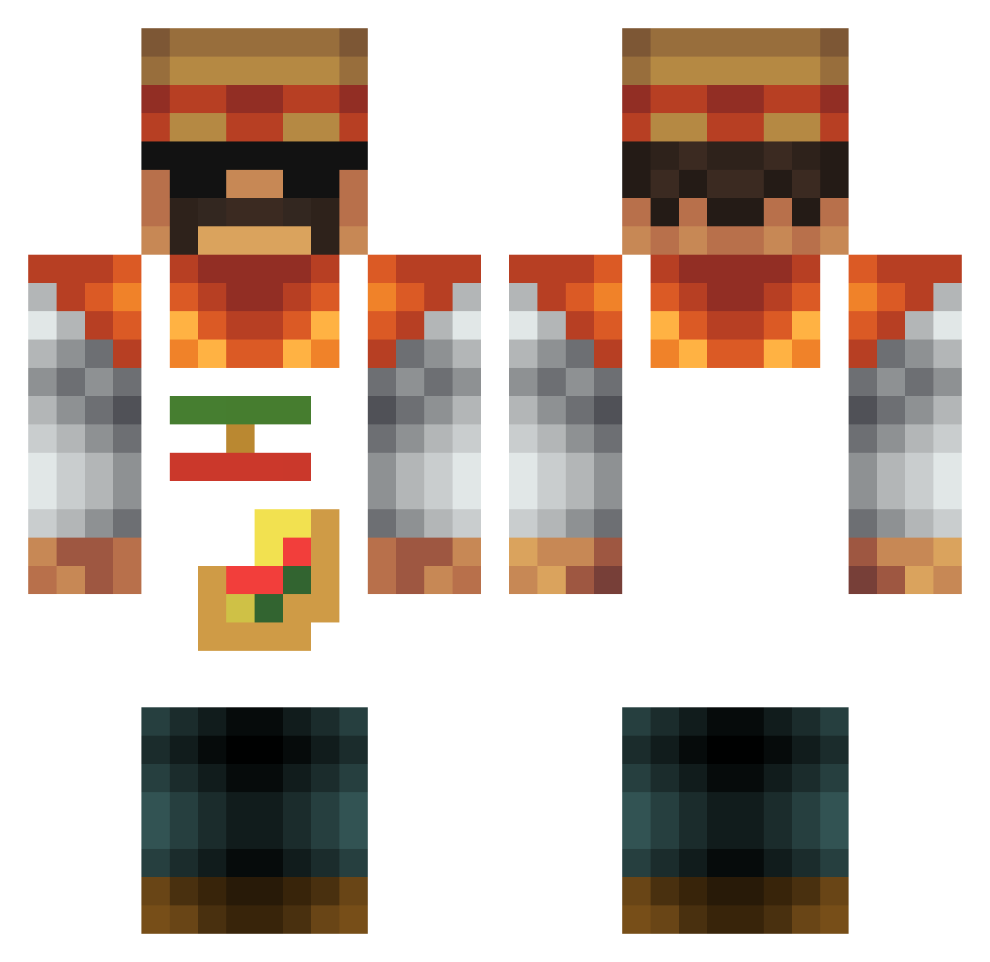 SekiZann Minecraft skin, front and back view