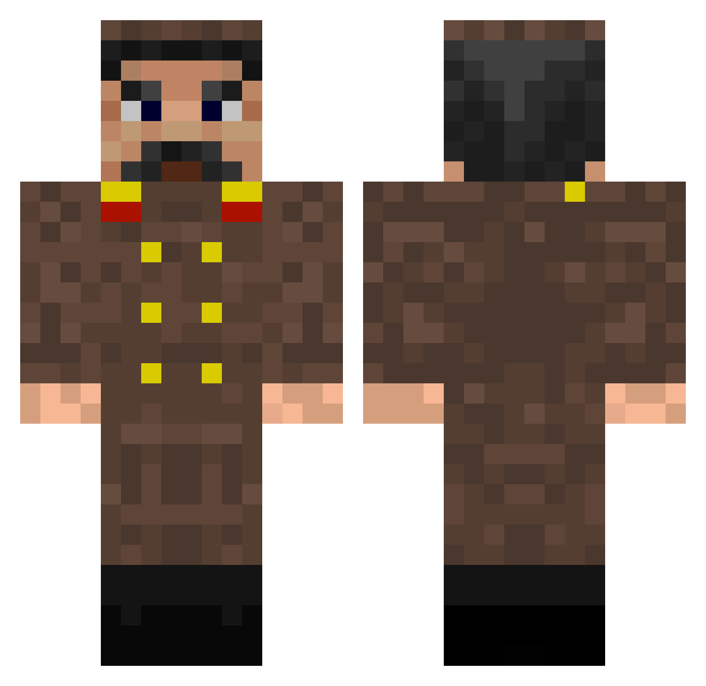 pedrogene Minecraft skin, front and back view