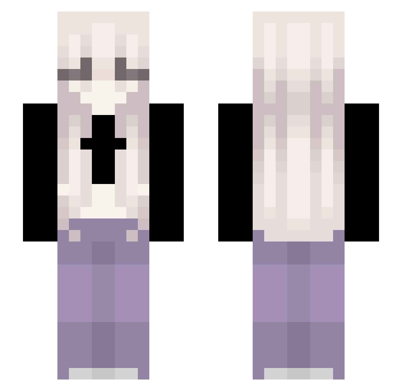 YukiNightWalker Minecraft skin, front and back view