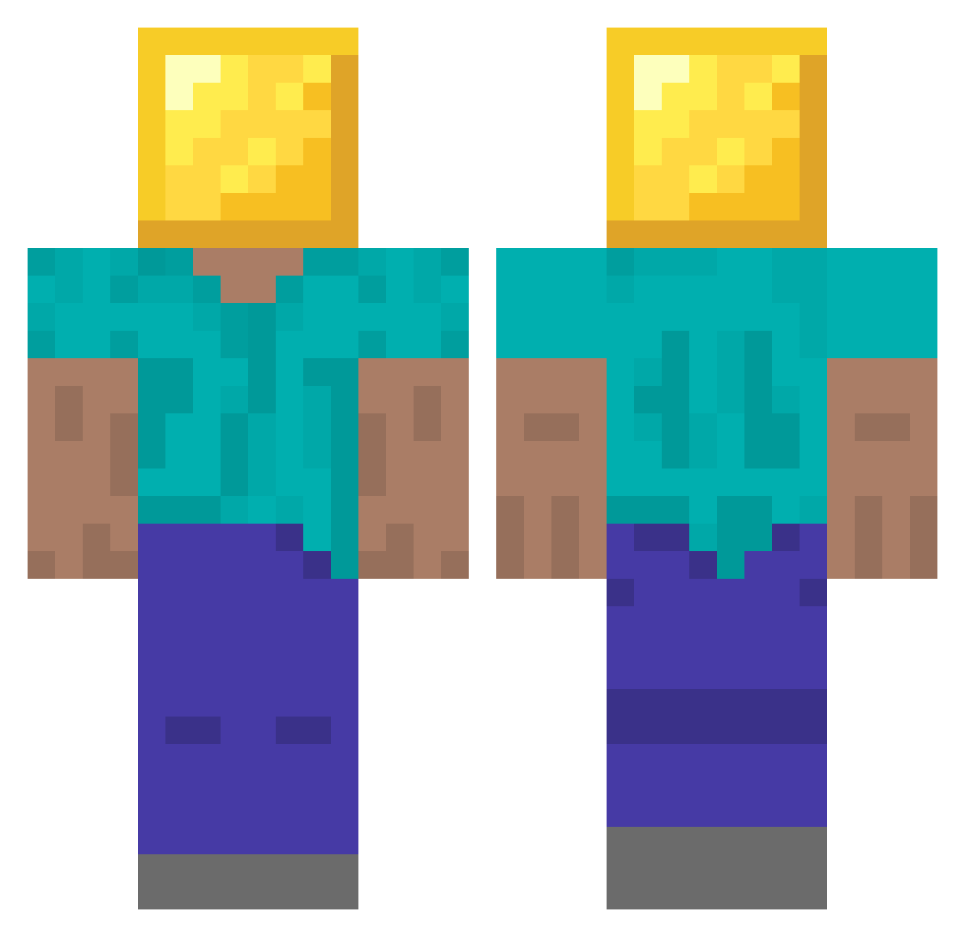 EbolaSlave Minecraft skin, front and back view