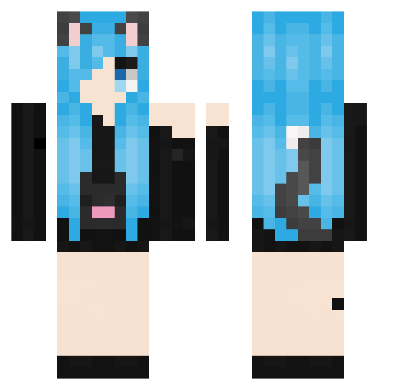 Fliesenlegerin Minecraft skin, front and back view