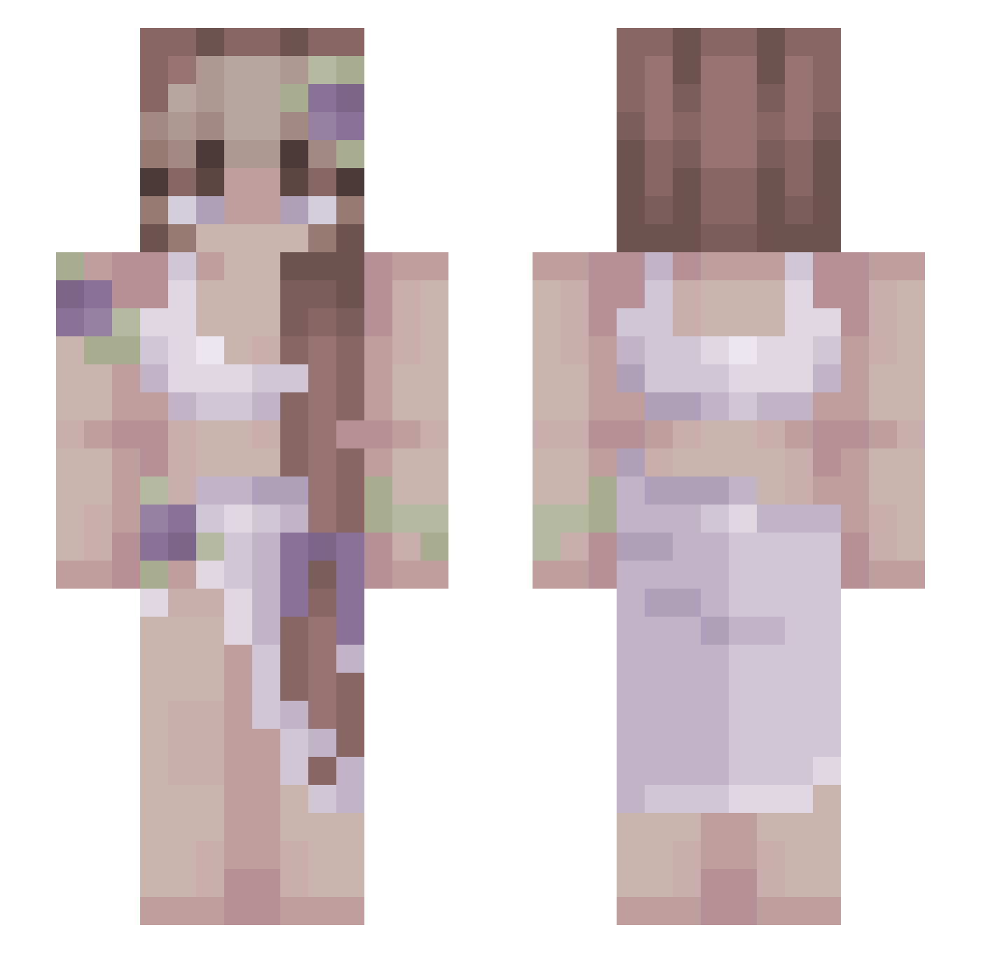 sweetlyaino Minecraft skin, front and back view