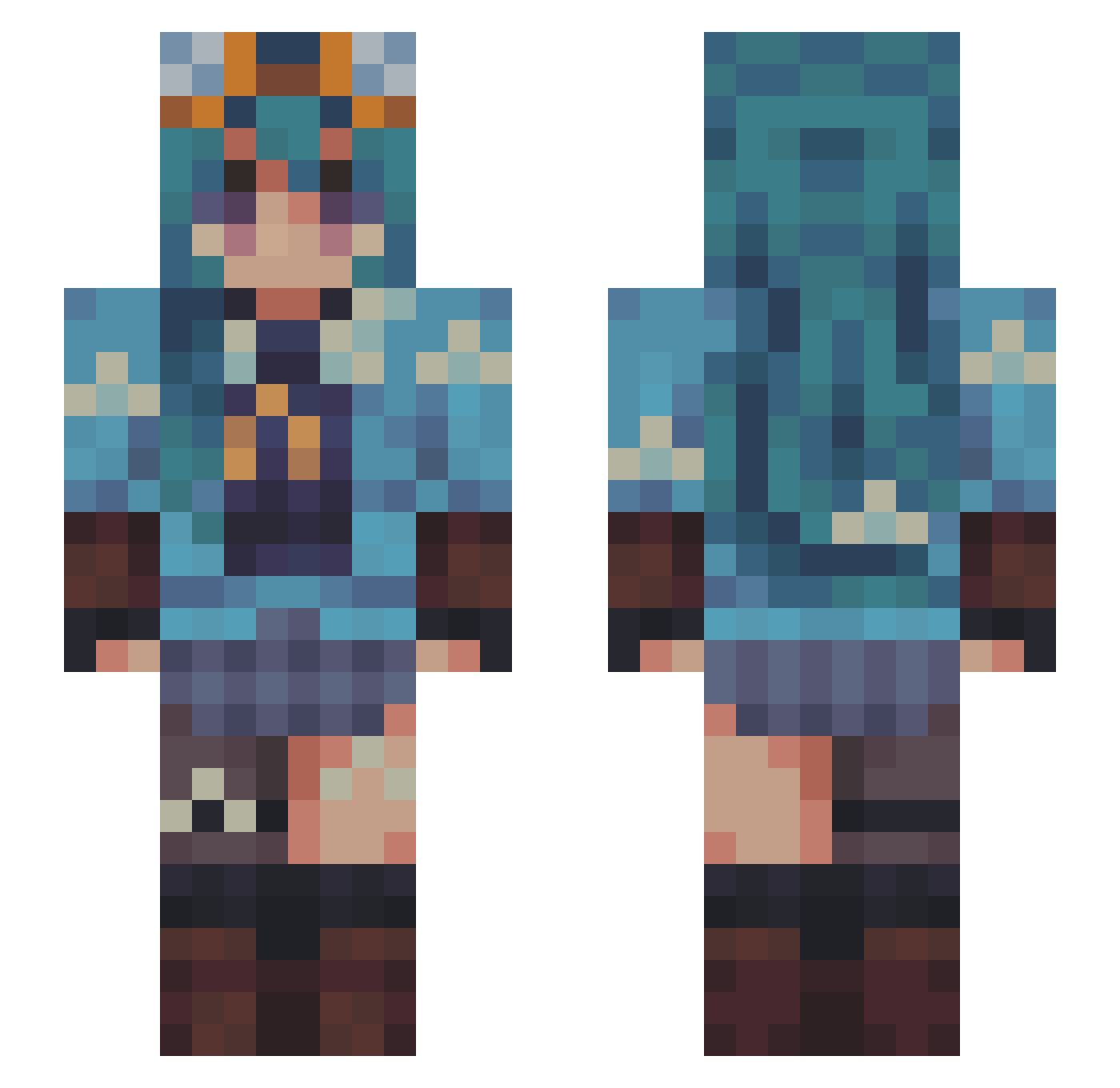 OPPcookie Minecraft skin, front and back view