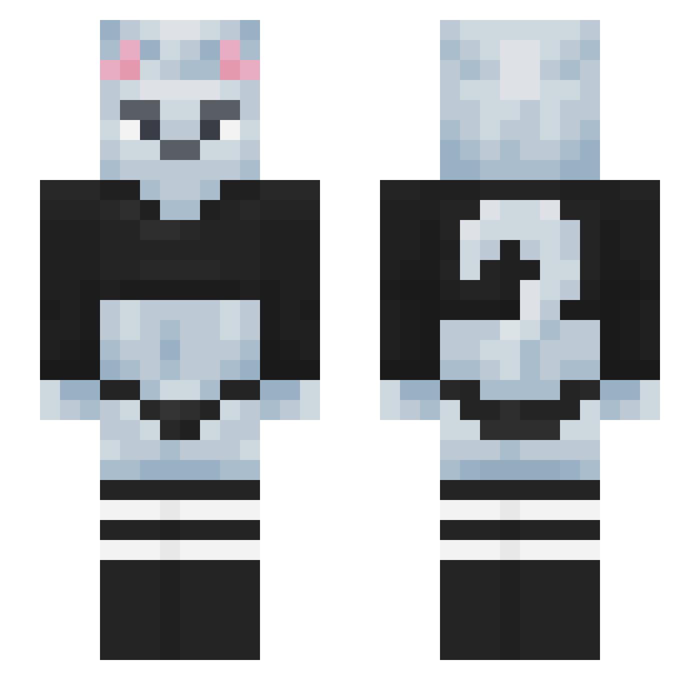 ilybi Minecraft skin, front and back view
