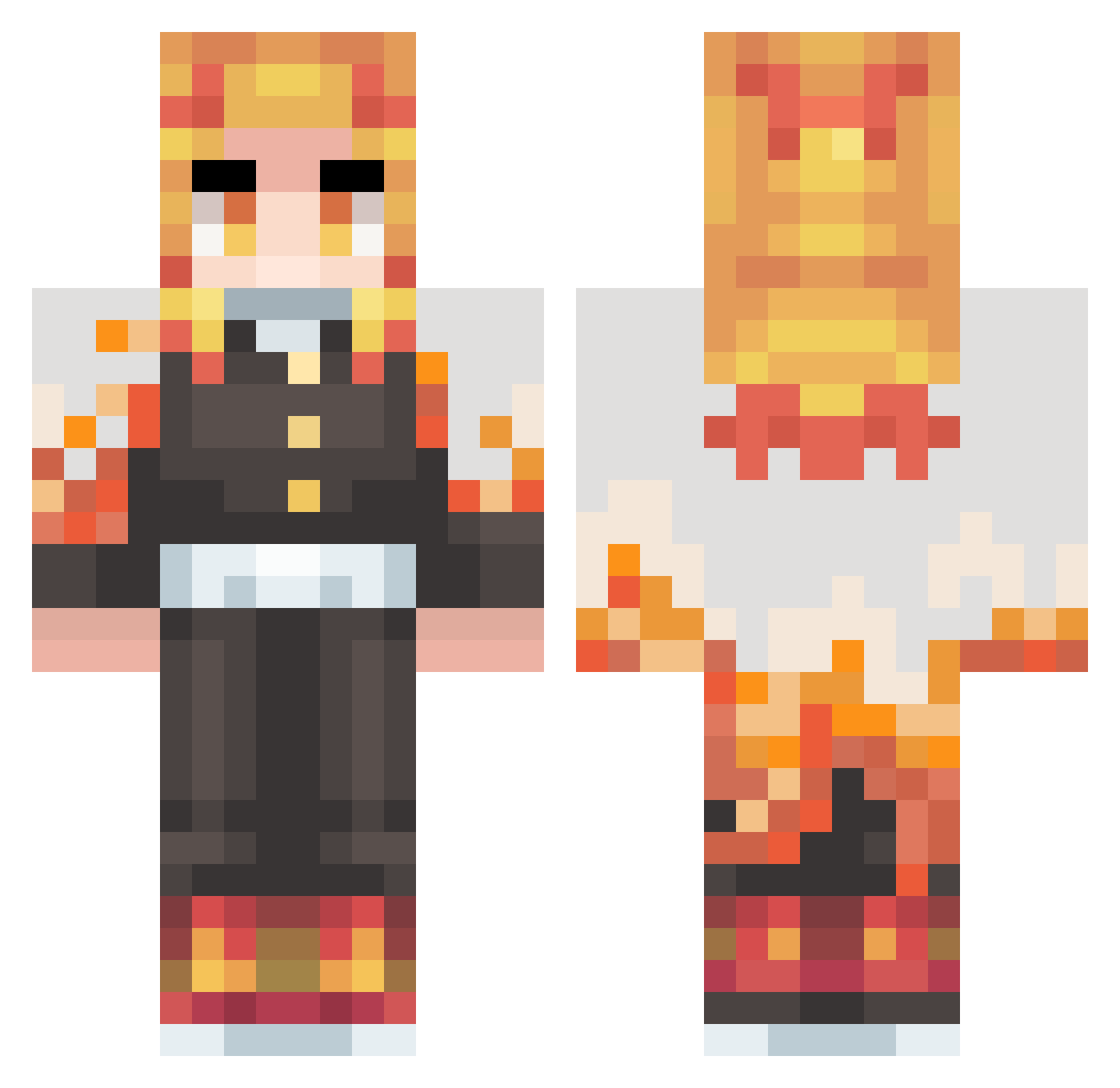 KJavi11 Minecraft skin, front and back view
