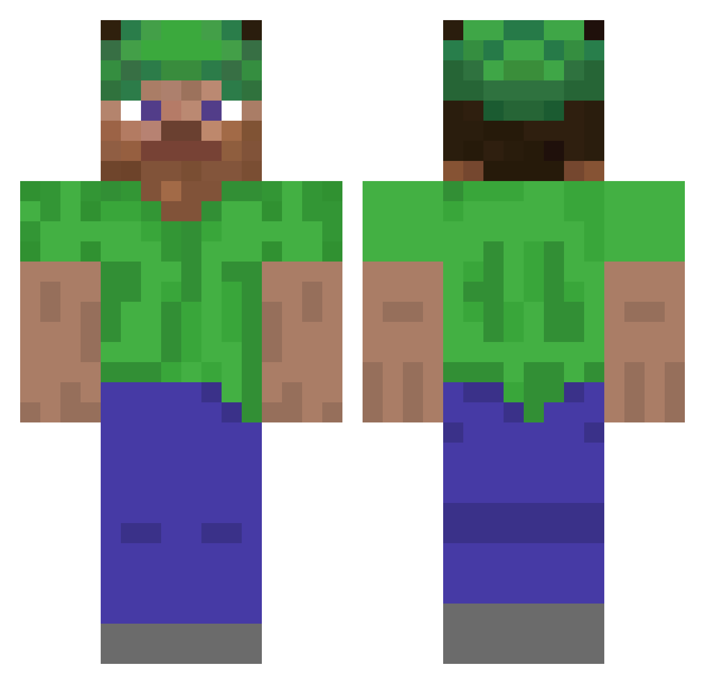 AlrightyNico Minecraft skin, front and back view