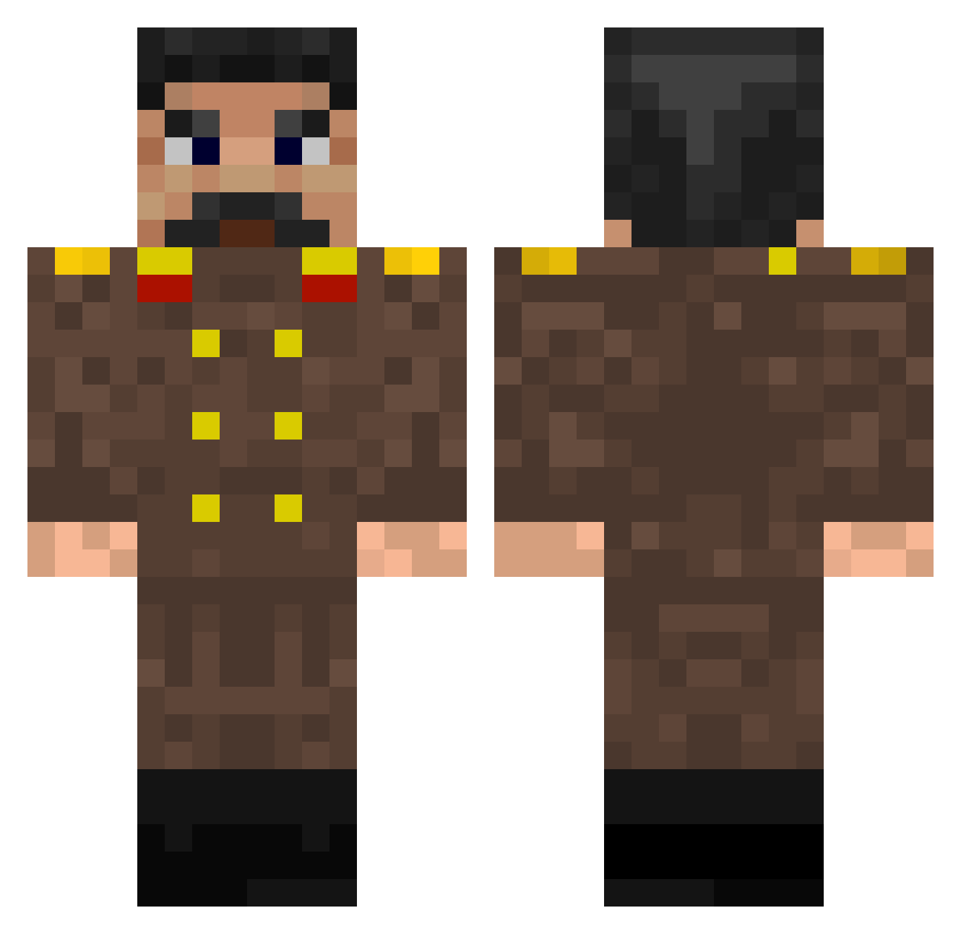 Clipx81 Minecraft skin, front and back view