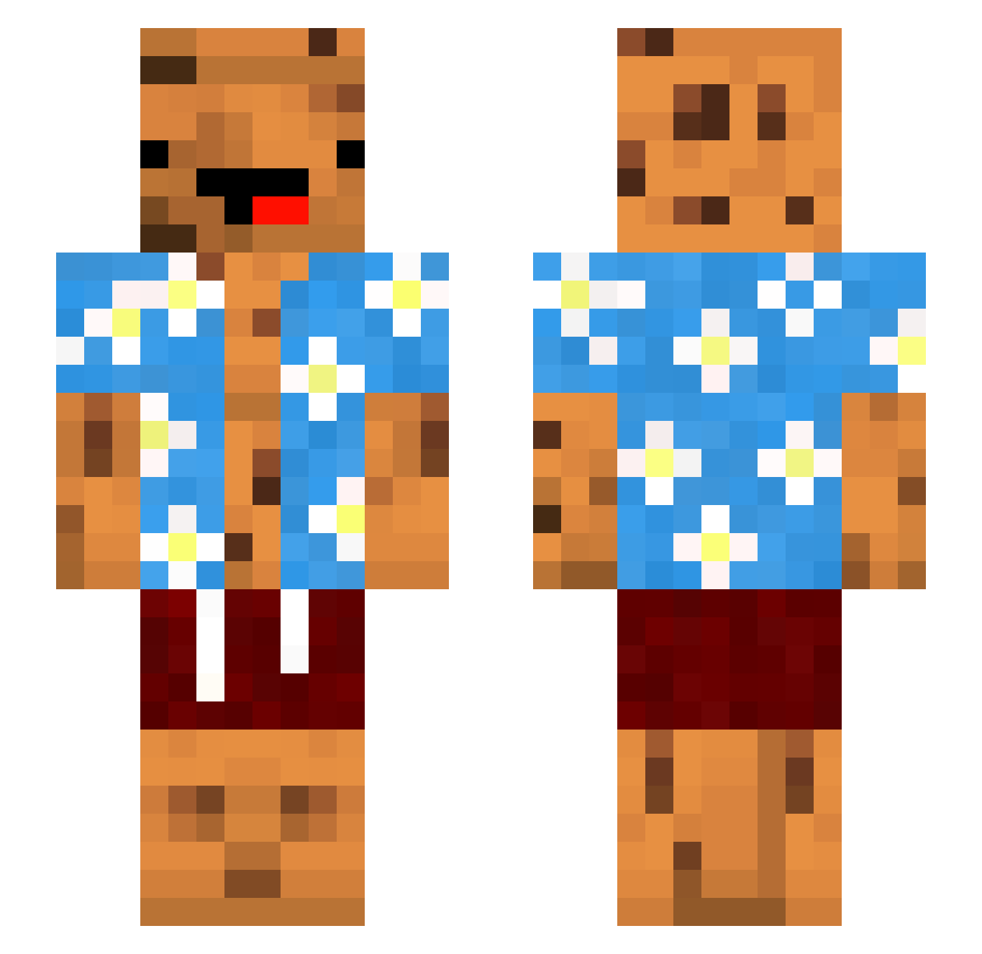 ZanderBTW Minecraft skin, front and back view
