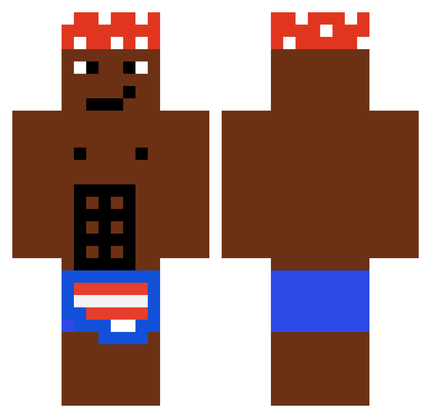 KaraK00 Minecraft skin, front and back view