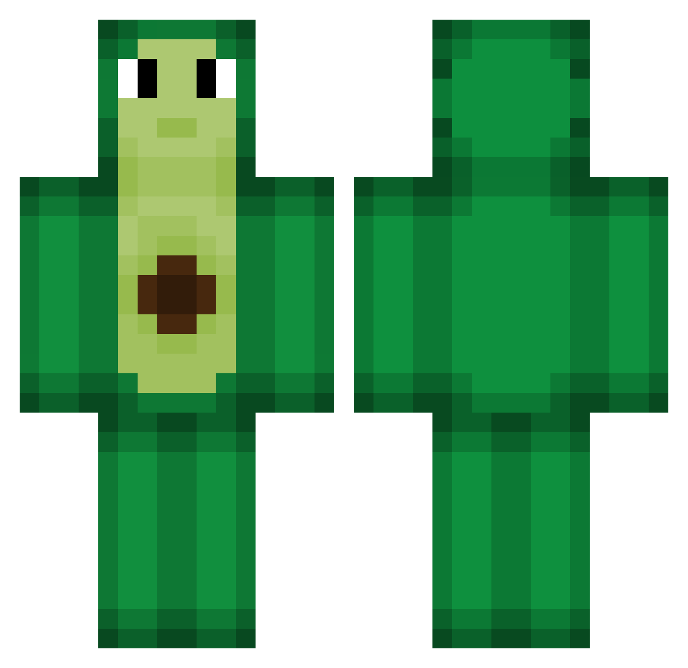 Encounterable Minecraft skin, front and back view